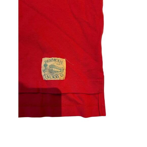 Vintage Bermuda Railway 100% Cotton Medium Red Polo Shirt Golf - Picture 3 of 5